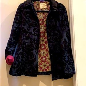 Free People  flared dark blue pea coat